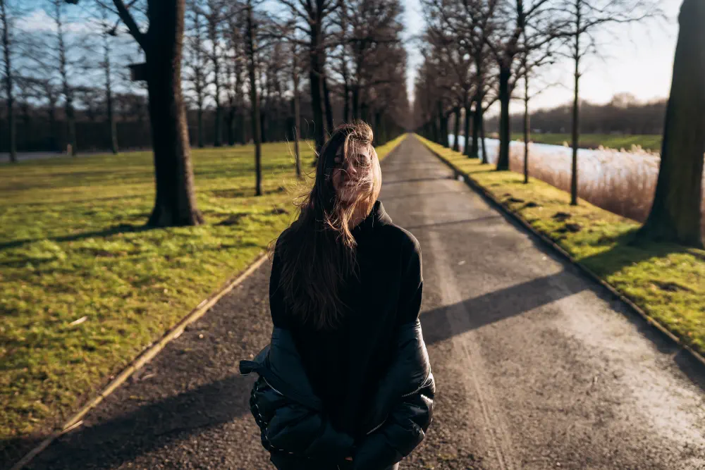 girl smiling in the park