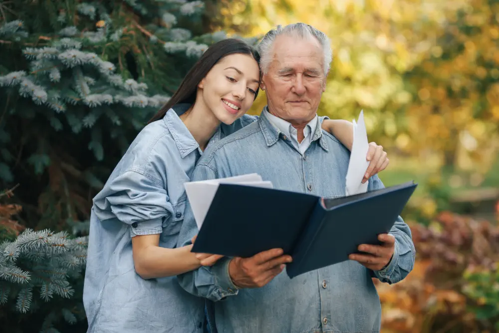 Young woman and older man, representing age-related risk factors.